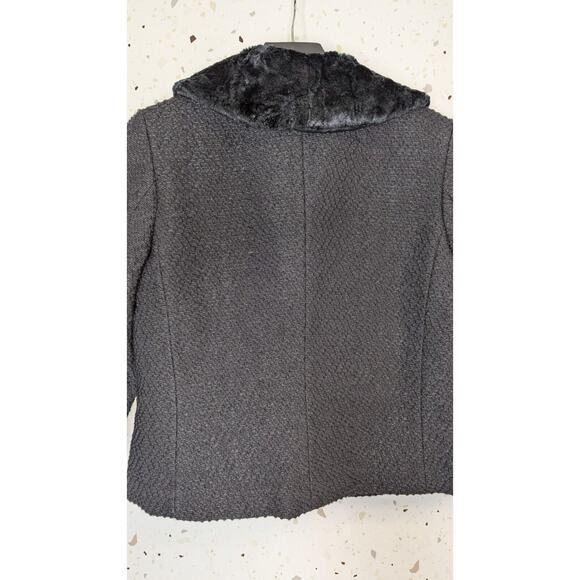 SIGRID OLSEN COLLECTION Black Wool Blazer Faux Fur Collar Size 8 250845 - Picture 8 of 8